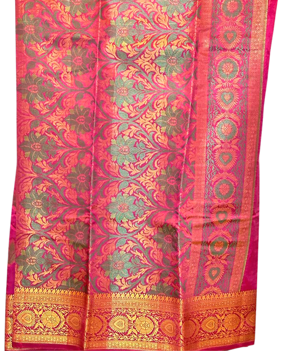 Woven silk saree with meena butta and rich pallu