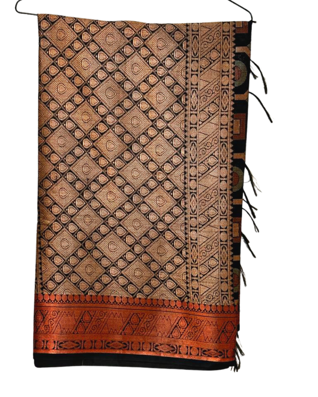 Black kota cotton saree with rich zari work