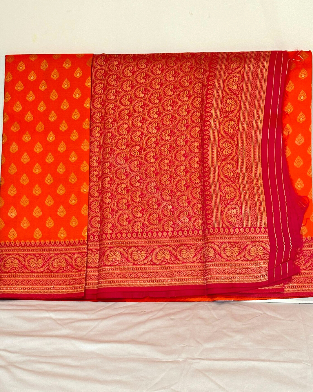 Orange & Pink georgette saree