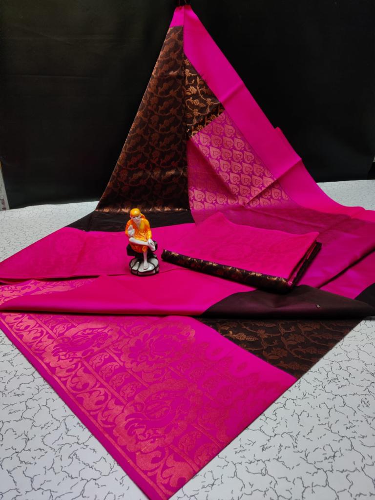 Brown with pink Uppada rich silk cotton korvai kottanji saree