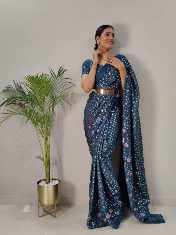 Chinon Silk ready to wear saree