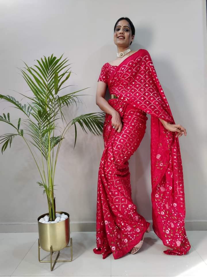 Chinon Silk ready to wear saree