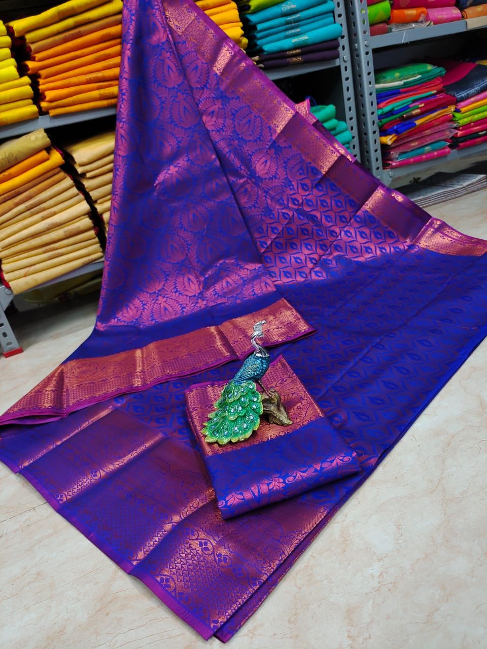Bright Purple Kubera Elite Bridal Rapier Fancy Silk Saree