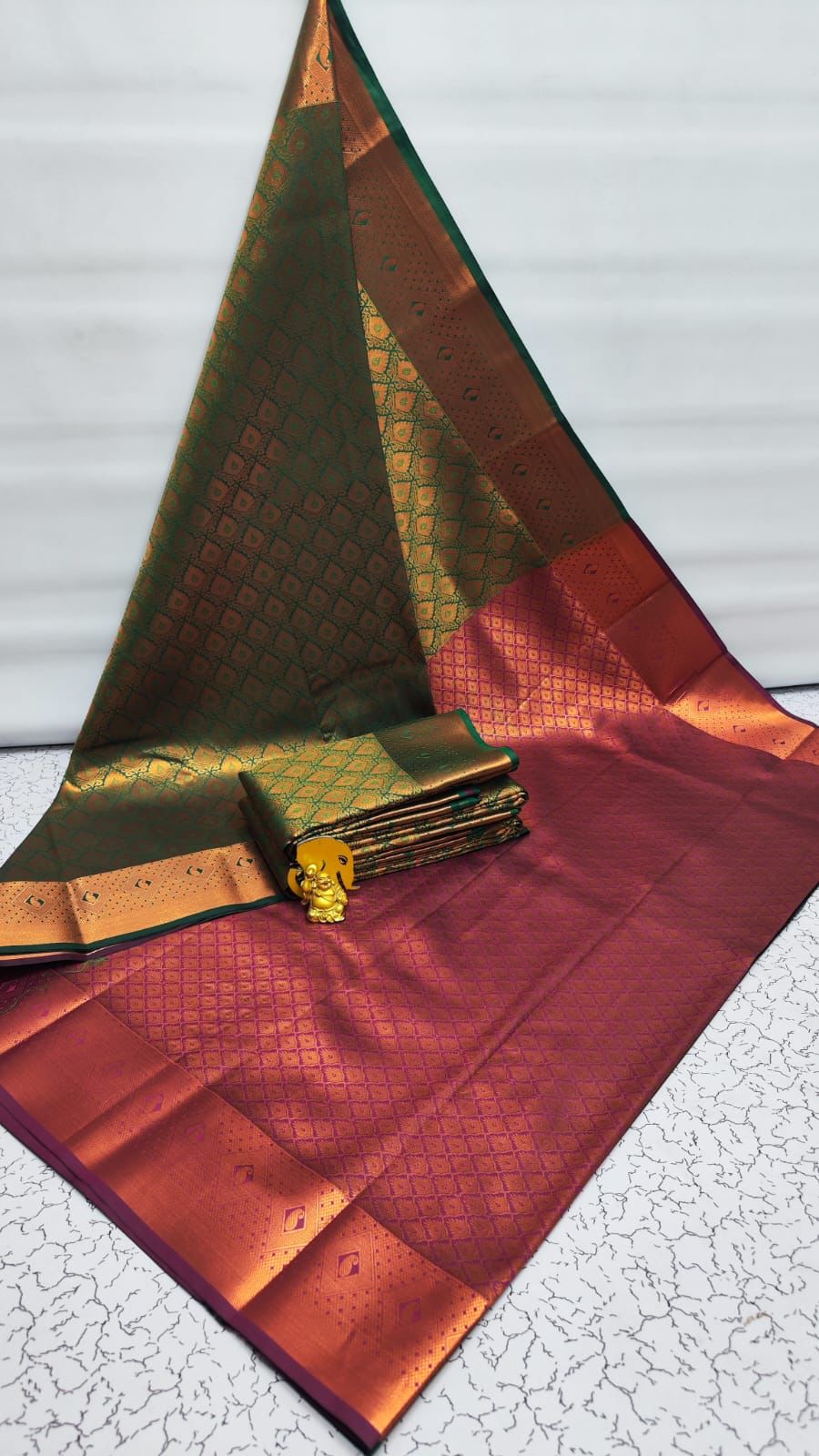 Green with pink fancy silk saree