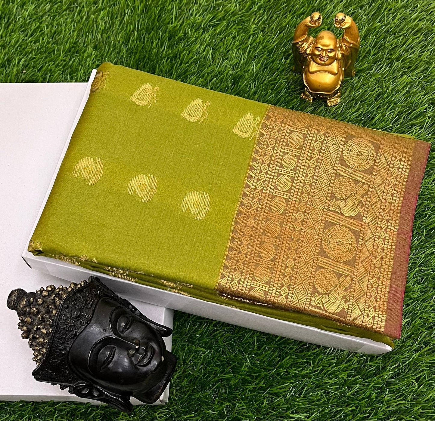 Leaf green Semi - Kuppadam Soft Silk Saree