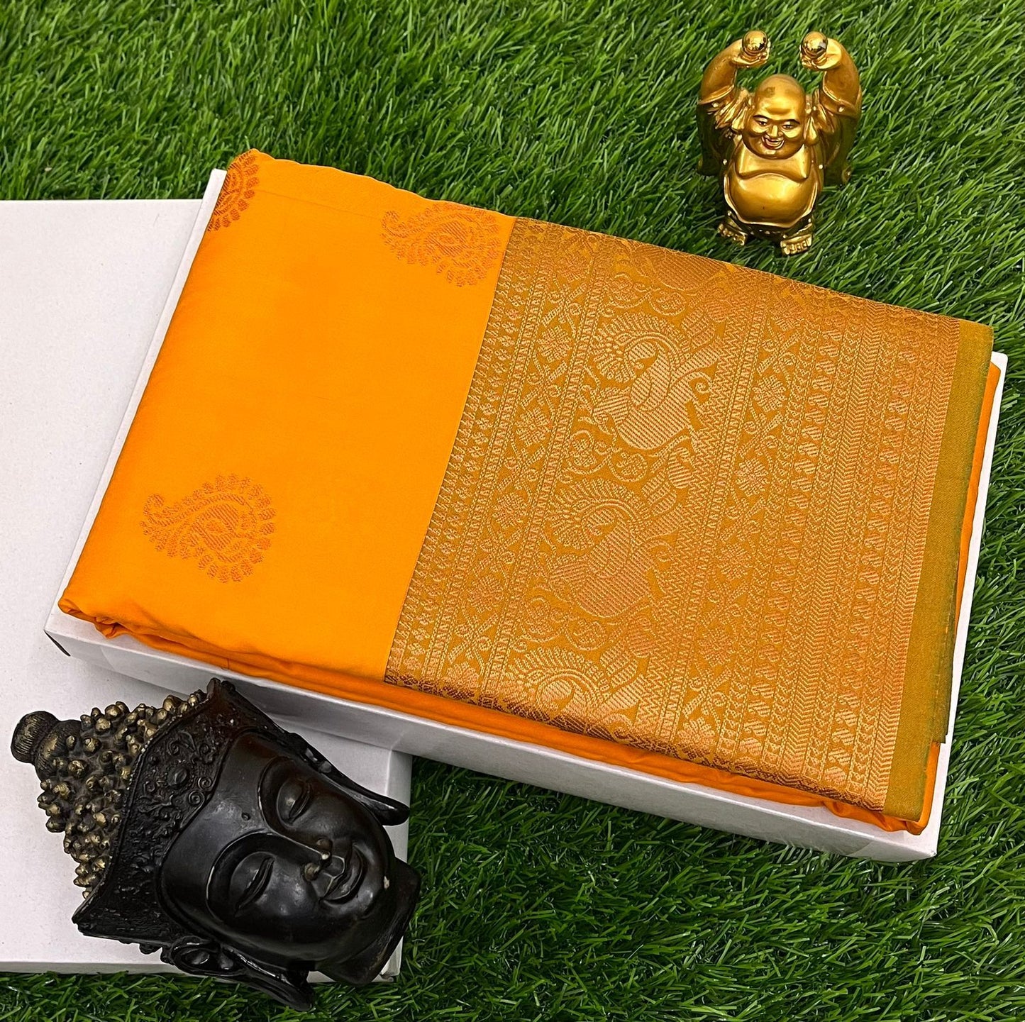 Mango yellow Semi - Kuppadam Soft Silk Saree