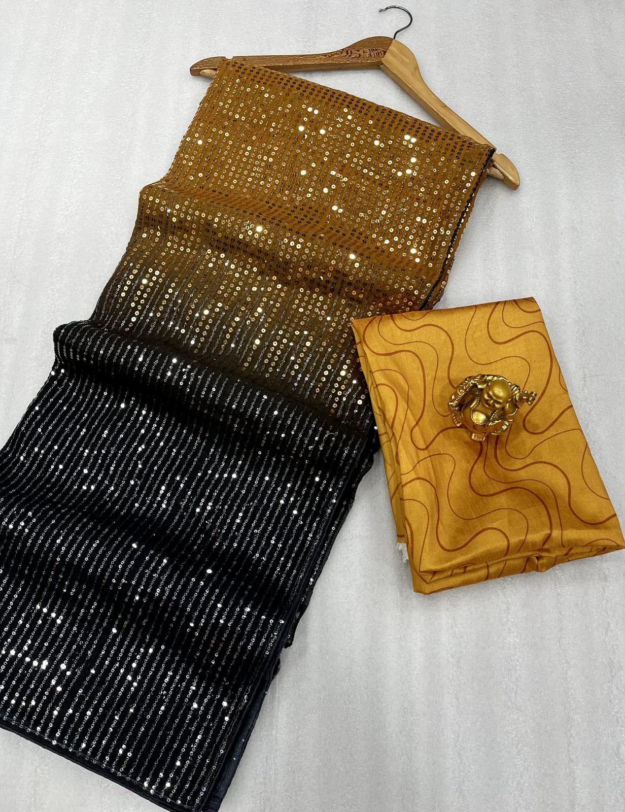 Bollywood BlockBuster Sequins Design georgette saree