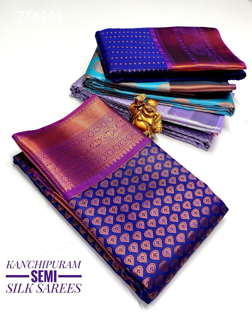 Bright Blue Samuthrika/vasthrakala style fancy bridal pick saree