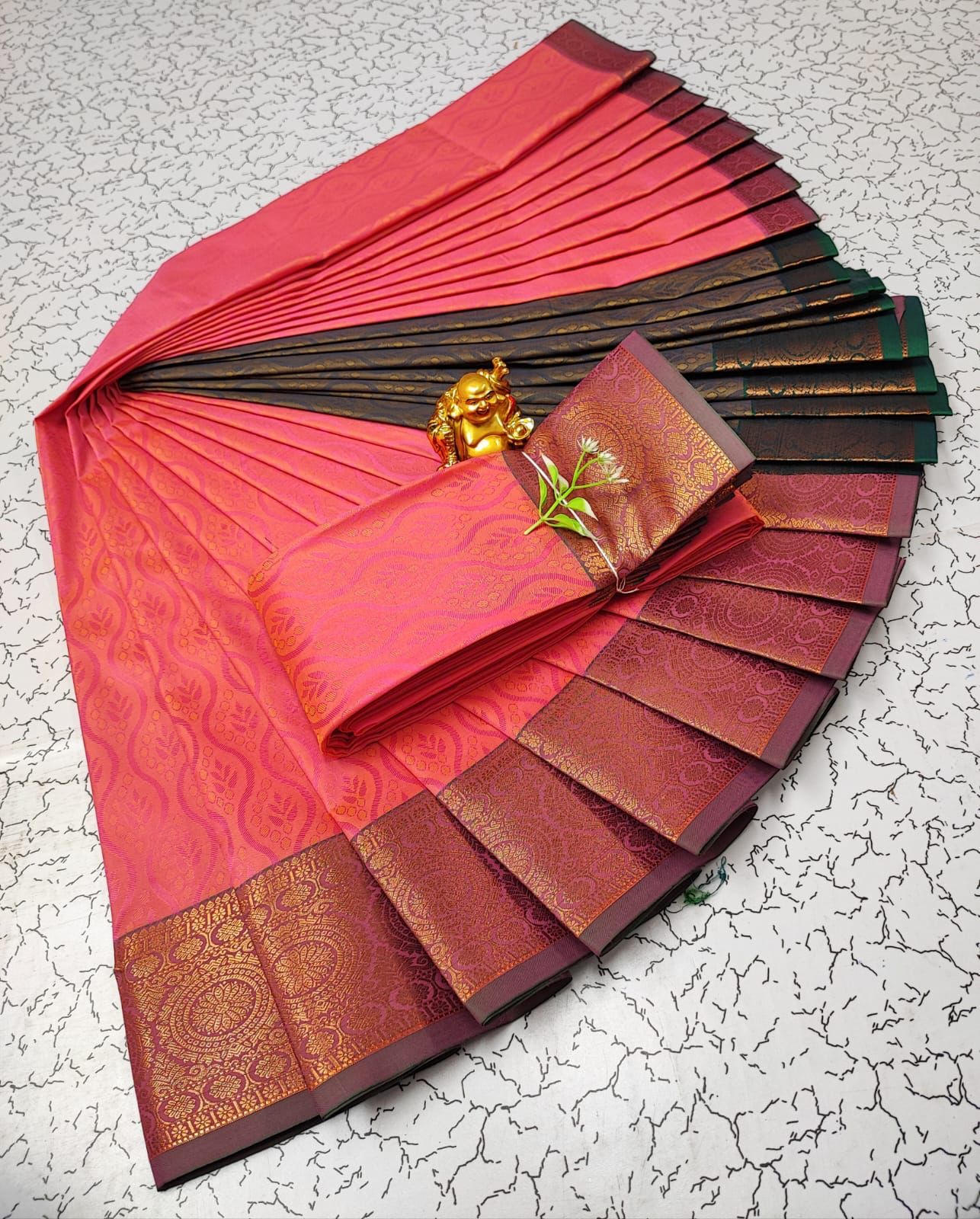 Pink Embossed Soft Silk Saree