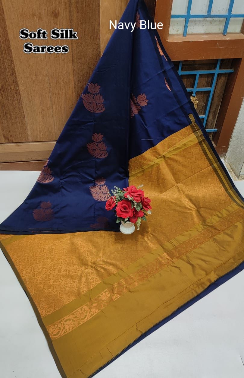 Navy Blue Aarani Soft Silk Saree