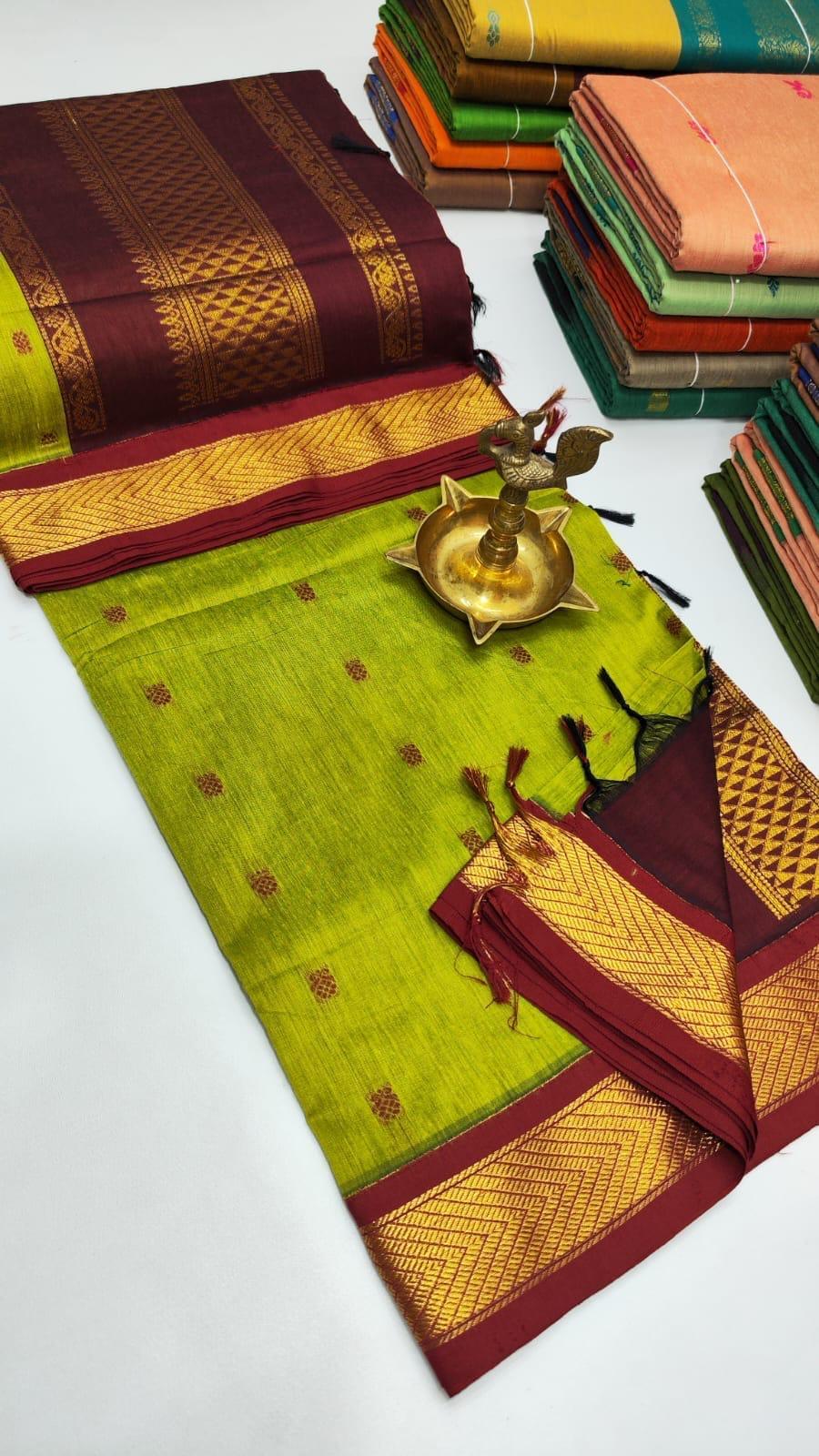Green with Maroon Premium Quality Kalyani cotton saree/Lata Gadwal Paithani