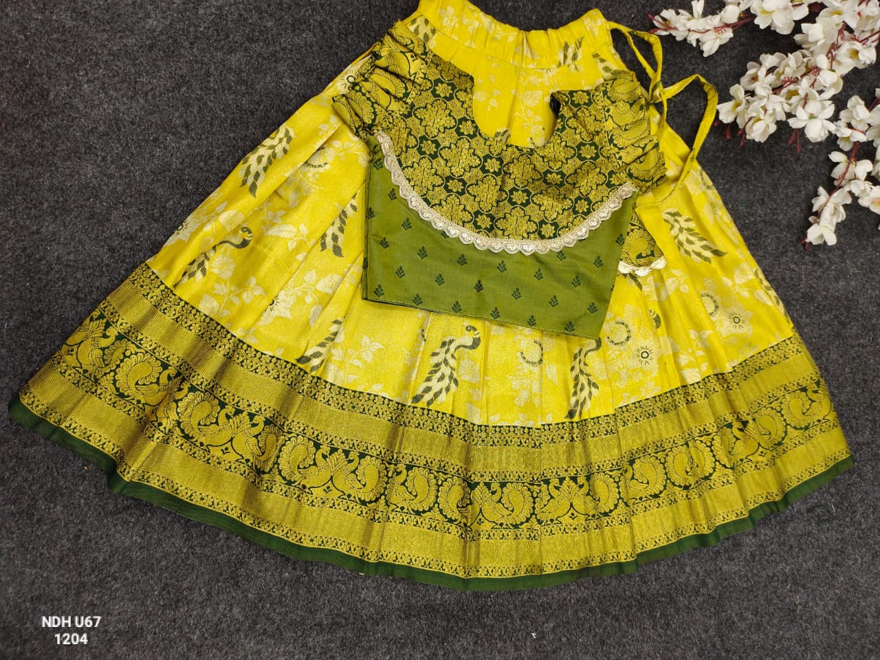 Semi-silk Zari work Pattu pavadai (4 yrs)