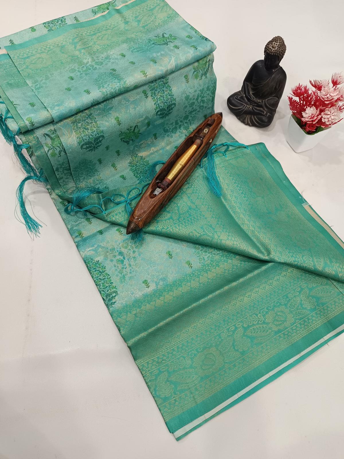 Digital Softy Silk Saree - Green
