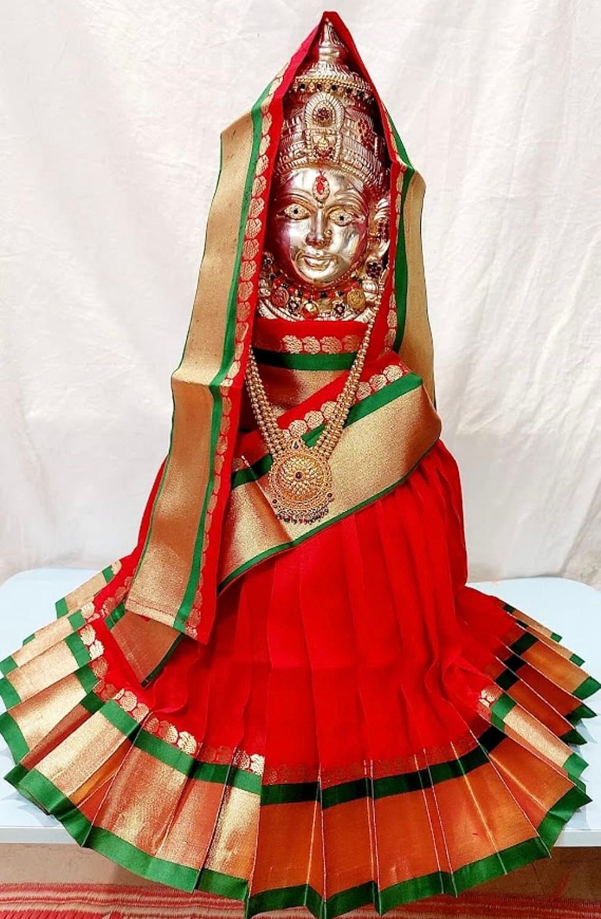 Goddess Varalakshmi silk vastram - red