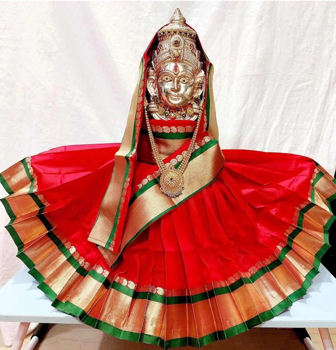 Goddess Varalakshmi silk vastram - red
