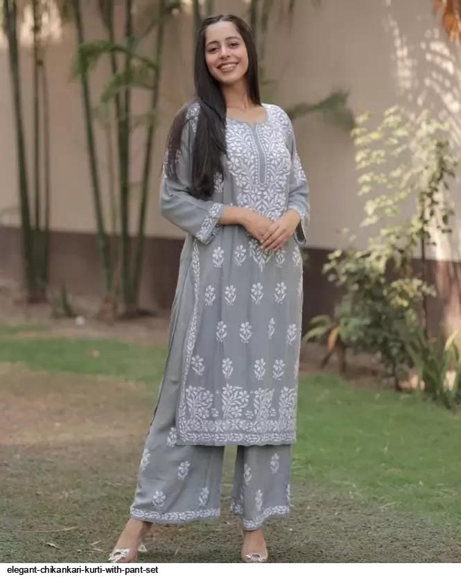 Elegant Chikankari Kurti With Pant