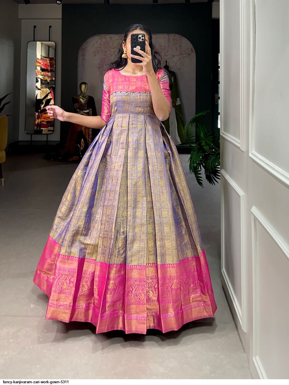 Fancy Kanchivaram zari work gown