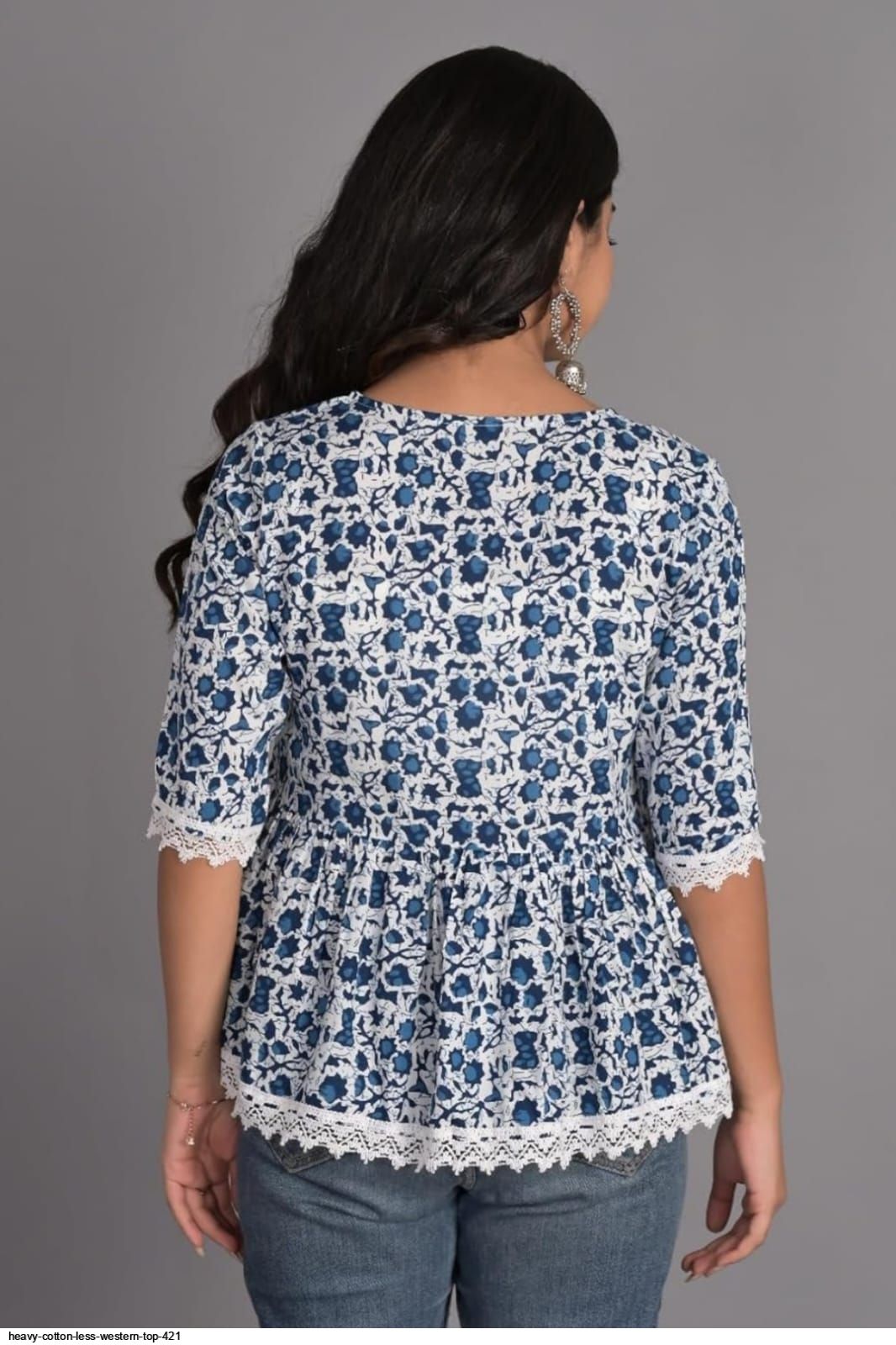 Blue Cotton Western Top