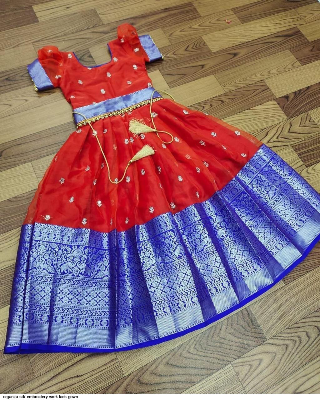 Organza Silk Embroidery Work Kids Gown