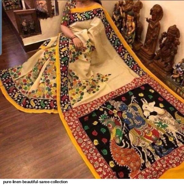 Linen Kalamkari Saree