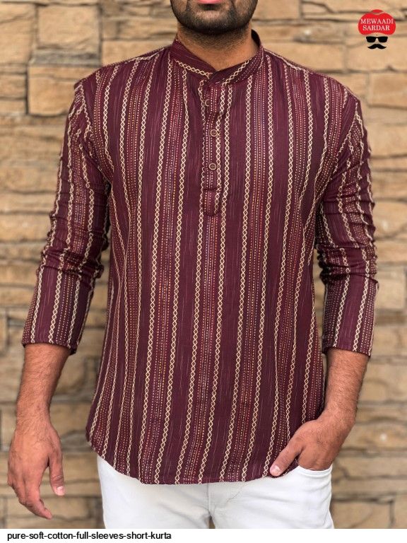Men's short kurta - Maroon