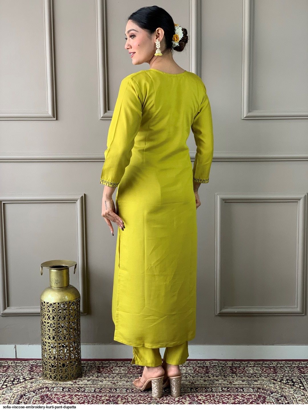 Viscose Embroidery Kurti Pant Dupatta Set