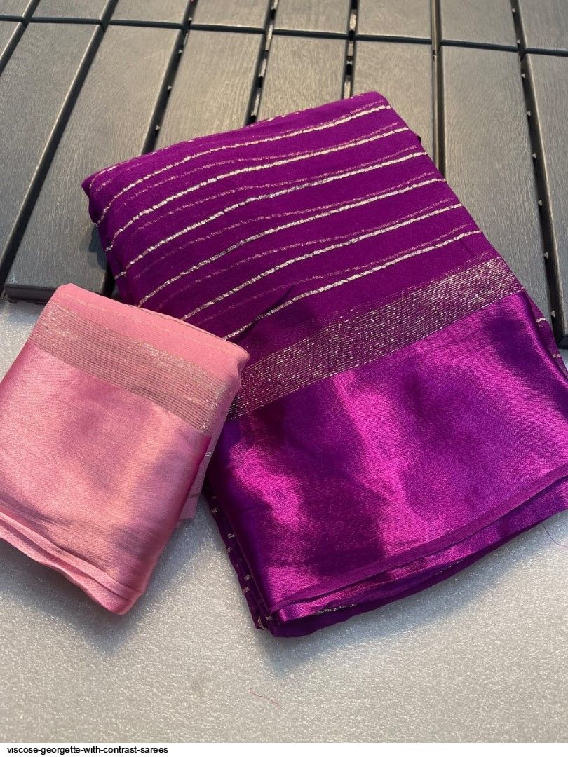 Viscose Georgette With Contrast Saree