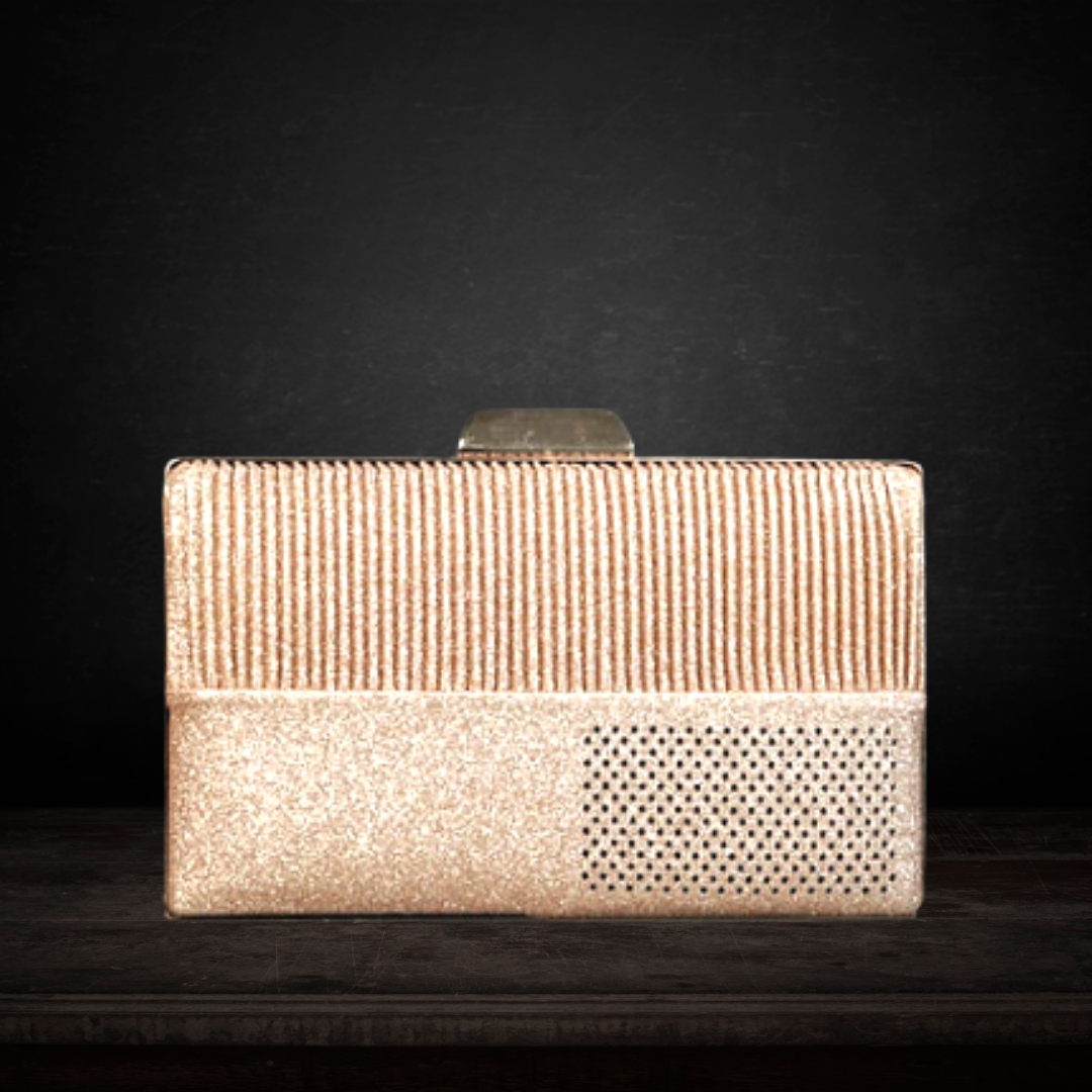 Shimmer Box Clutch with Vertical Stripes