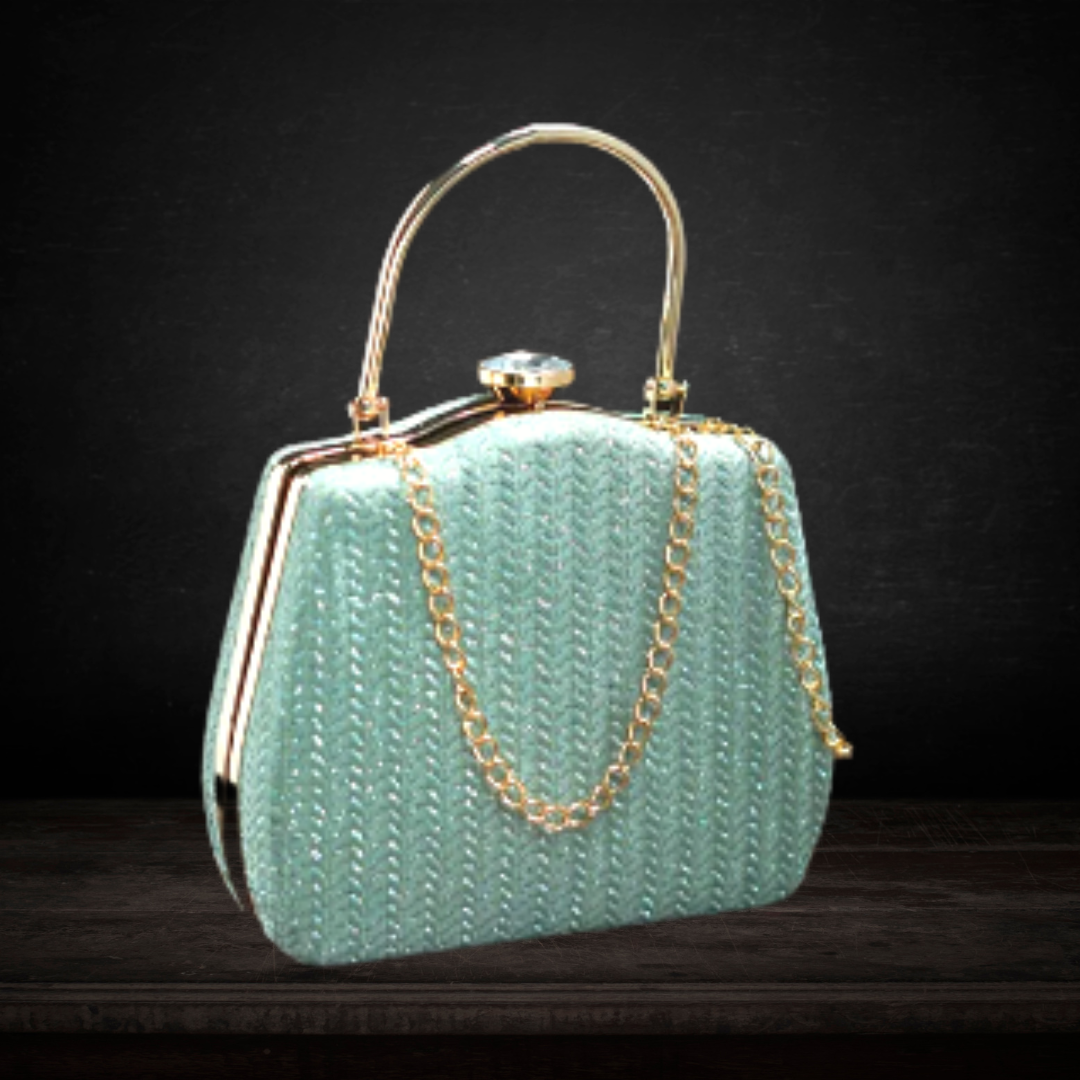 Shimmer Square Sling Clutch Bag with Clasp Lock