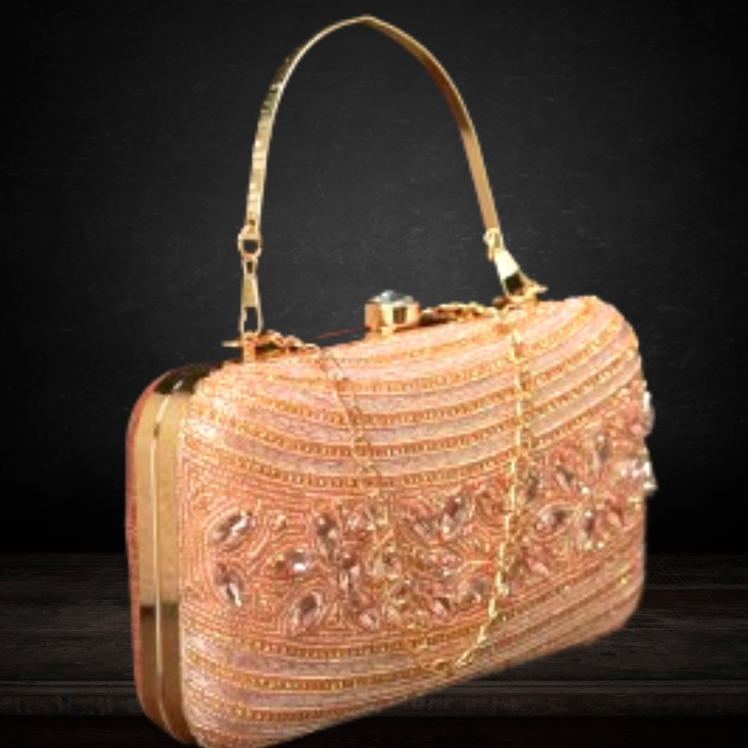 Box Sling Clutch with Shimmery Bead Work