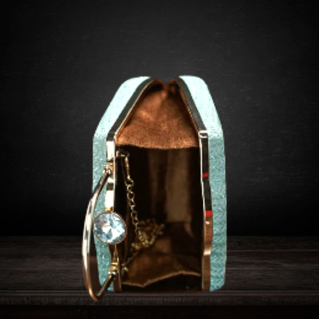 Shimmer Square Sling Clutch Bag with Clasp Lock