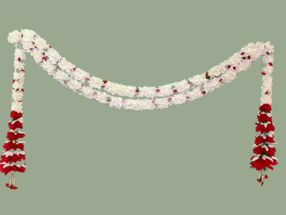 White, red flower cone door hanging
