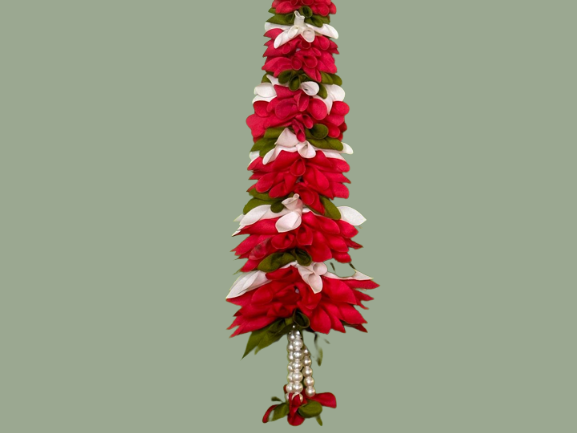 White, red flower cone door hanging