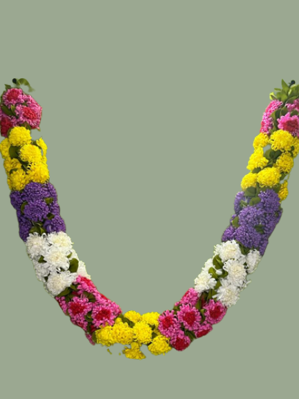 Multi-colored marigold garland or mala