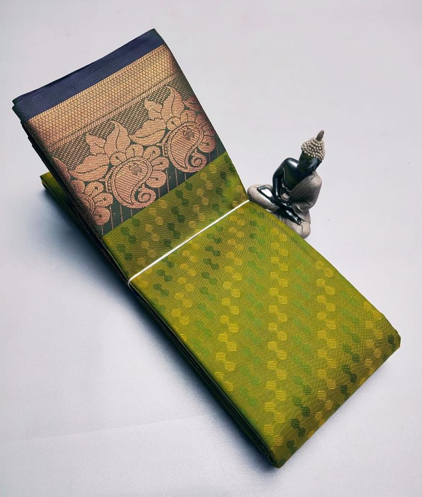 Light Weight Semi-Silk Green Saree