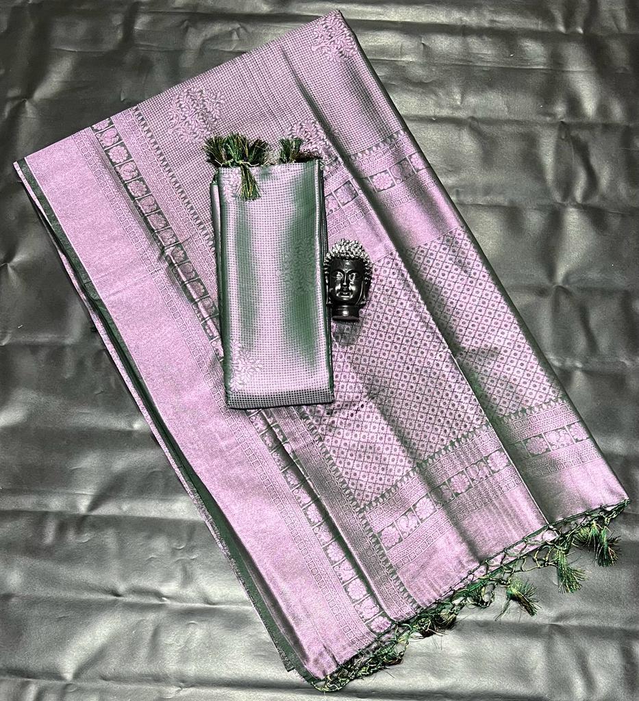 kubera puttu green with copper zari