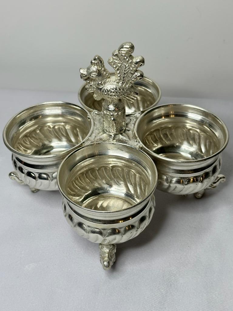 German Silver 4 cups kumkum holder