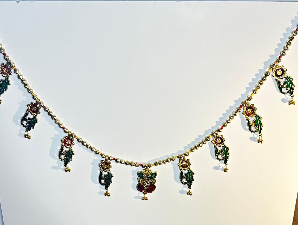 White Metal Thoran - Ganesh with Sunflower Motifs