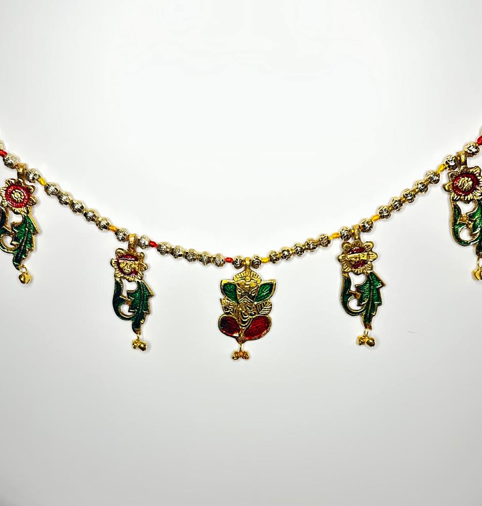 White Metal Thoran - Ganesh with Sunflower Motifs