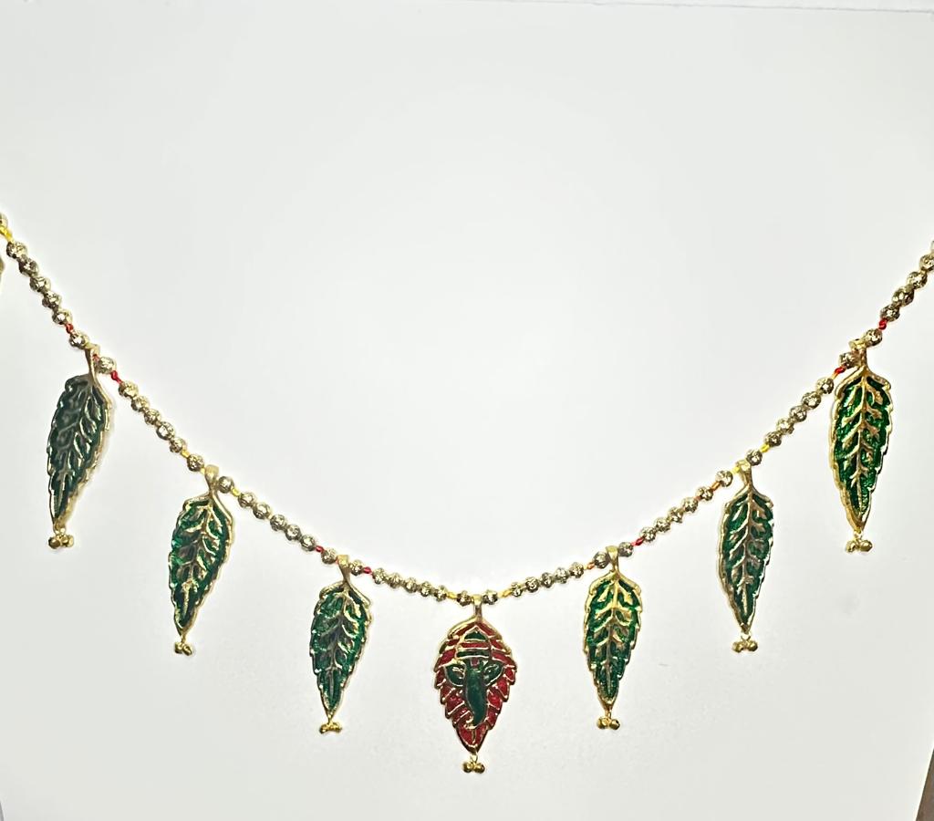 White Metal Thoran - Leaf Motifs (Meenakari Work)