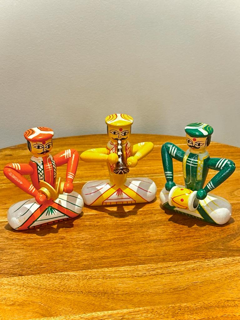 Channapatna Toys/showpiece - Gents Music Set (Set of 3)