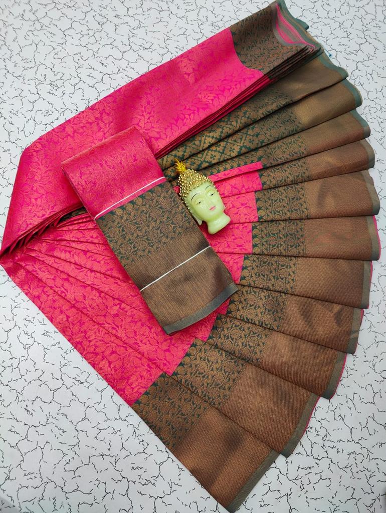 Kubera Elite bridal fancy silk sarees with contrast border