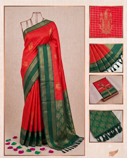 Art silk saree - red