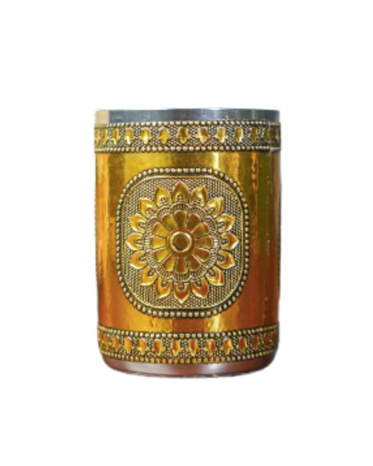 Gold oxidized stainless steel glass