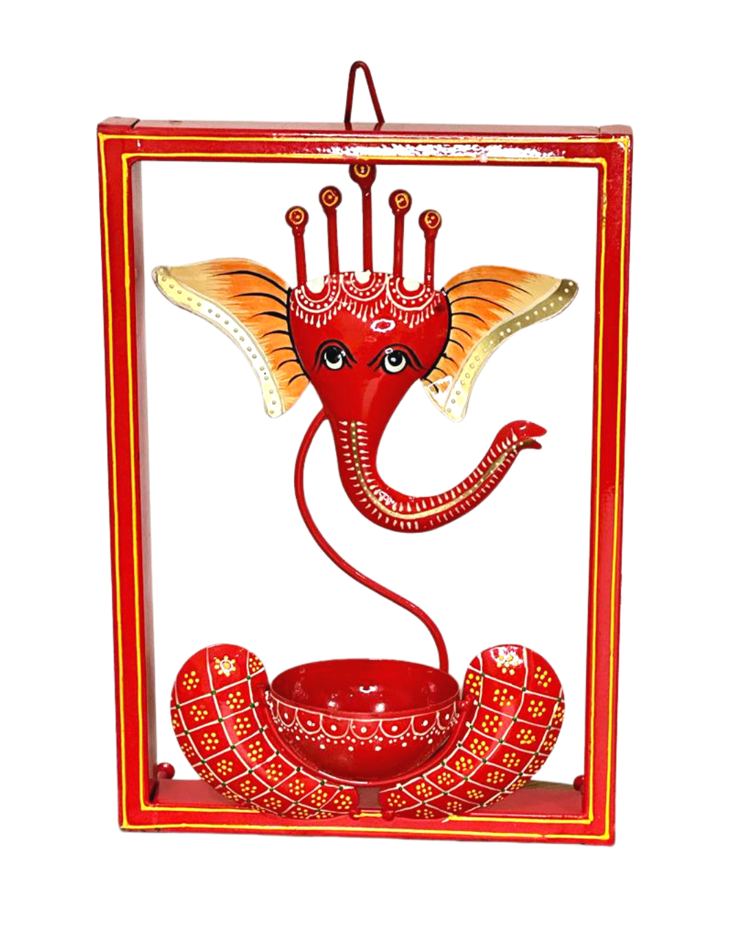 Metal Frame Ganesha With T Light Holder