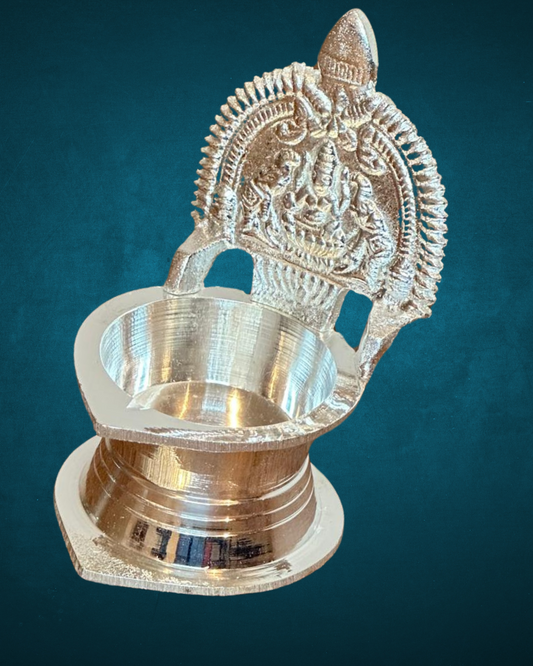 German Silver Kamakshi Deepam (4.2 inches)