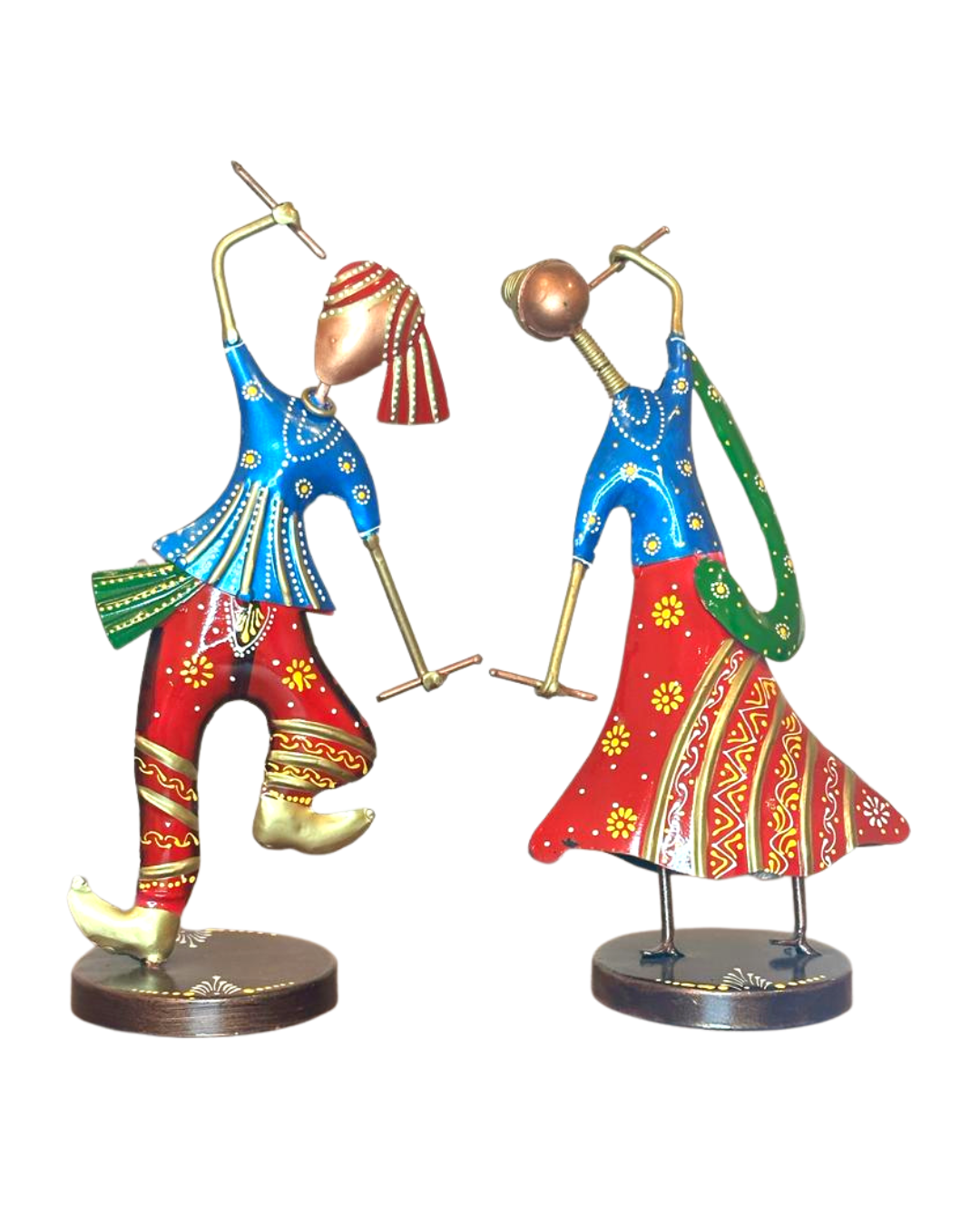 Metal Hand Painted Dandiya Dolls - Set of 2