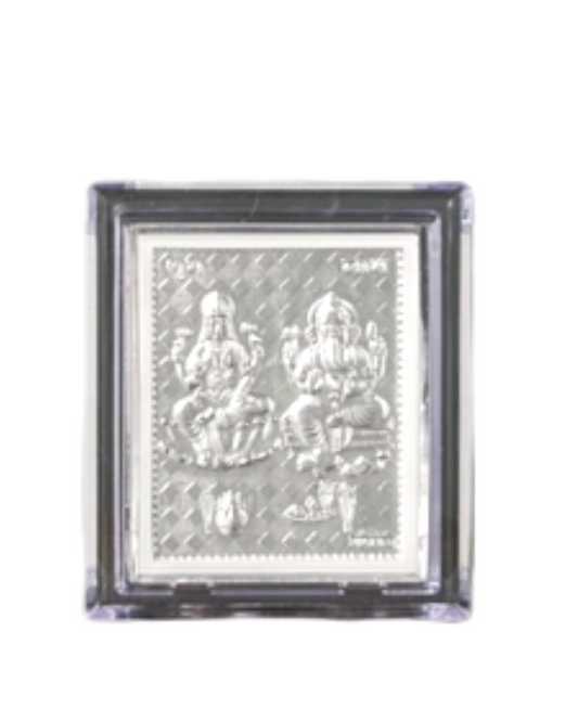 Silver plated small lakshmi Ganesh photframe stand