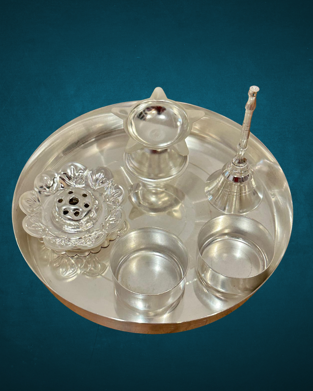 German silver Pooja Thali set (small)