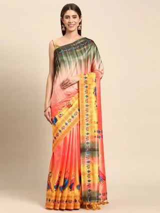 Pichwai Gadwal Pattu Kalmkari Digital Print Designer Saree